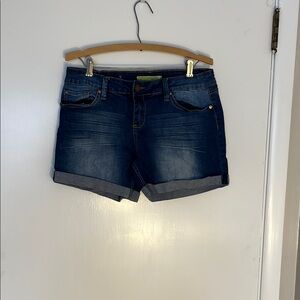 YMI Blue Jean Shorts with Cuffed Hem and Distressed Details